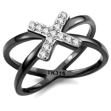 TK3635 - Stainless Steel Ring Two-Tone IP Black (Ion Plating) Women AAA Grade CZ Clear