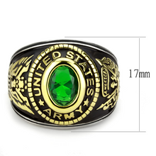 TK3724 - Stainless Steel Ring Two-Tone IP Gold (Ion Plating) Unisex Synthetic Emerald