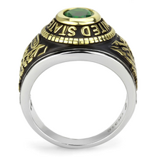 TK3724 - Stainless Steel Ring Two-Tone IP Gold (Ion Plating) Unisex Synthetic Emerald