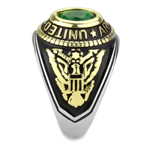 TK3724 - Stainless Steel Ring Two-Tone IP Gold (Ion Plating) Unisex Synthetic Emerald