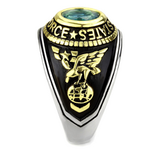 TK3725 - Stainless Steel Ring Two-Tone IP Gold (Ion Plating) Unisex Synthetic Sea Blue