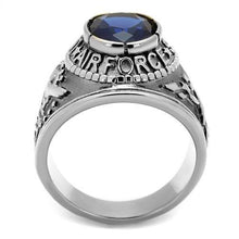 TK414708 - Stainless Steel Ring High polished (no plating) Men Synthetic Sapphire