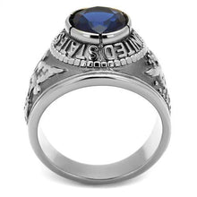 TK414708 - Stainless Steel Ring High polished (no plating) Men Synthetic Sapphire