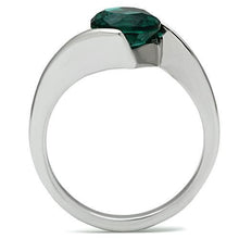 TK523 - Stainless Steel Ring High polished (no plating) Women Synthetic Blue Zircon