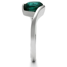 TK523 - Stainless Steel Ring High polished (no plating) Women Synthetic Blue Zircon
