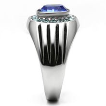 TK601 - Stainless Steel Ring High polished (no plating) Men Top Grade Crystal Sapphire