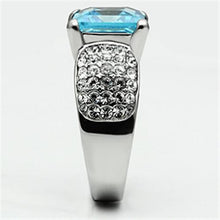 TK648 - Stainless Steel Ring High polished (no plating) Women Top Grade Crystal Sea Blue