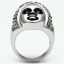 TK668 - Stainless Steel Ring High polished (no plating) Women Top Grade Crystal Black Diamond
