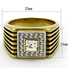 TK750 - Stainless Steel Ring Two-Tone IP Gold (Ion Plating) Men Top Grade Crystal Clear