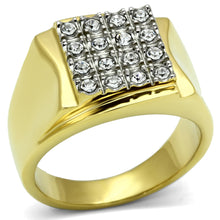 TK751 - Stainless Steel Ring Two-Tone IP Gold (Ion Plating) Men Top Grade Crystal Clear