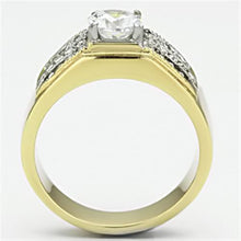 TK759 - Stainless Steel Ring Two-Tone IP Gold (Ion Plating) Men AAA Grade CZ Clear