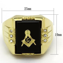 TK795 - Stainless Steel Ring IP Gold(Ion Plating) Men Semi-Precious Jet