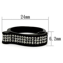 TK862 - Stainless Steel Ring IP Black(Ion Plating) Women Top Grade Crystal Black Diamond