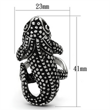 TK933 - Stainless Steel Ring High polished (no plating) Women Top Grade Crystal Jet