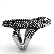TK933 - Stainless Steel Ring High polished (no plating) Women Top Grade Crystal Jet