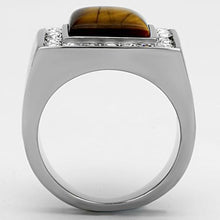 TK938 - Stainless Steel Ring High polished (no plating) Men Synthetic Topaz