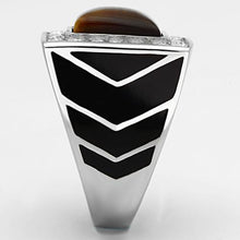 TK938 - Stainless Steel Ring High polished (no plating) Men Synthetic Topaz