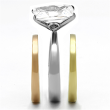 TK962 - Stainless Steel Ring Three Tone IP?IP Gold & IP Rose Gold & High Polished) Women AAA Grade CZ Clear