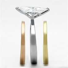 TK964 - Stainless Steel Ring Three Tone IP?IP Gold & IP Rose Gold & High Polished) Women AAA Grade CZ Clear