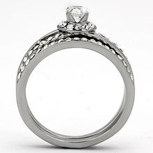 TK971 - Stainless Steel Ring High polished (no plating) Women AAA Grade CZ Clear