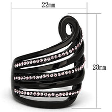 TK977 - Stainless Steel Ring IP Black(Ion Plating) Women Top Grade Crystal Light Rose