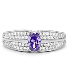 TS025 - Rhodium 925 Sterling Silver Ring with AAA Grade CZ  in Tanzanite