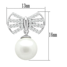 TS063 - 925 Sterling Silver Earrings Rhodium Women Synthetic White
