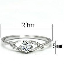 TS085 - 925 Sterling Silver Ring Rhodium Women AAA Grade CZ Clear