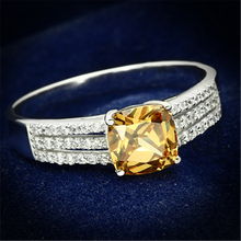 TS099 - 925 Sterling Silver Ring Rhodium Women AAA Grade CZ Champagne