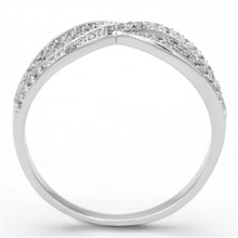 TS108 - Rhodium 925 Sterling Silver Ring with AAA Grade CZ  in Clear