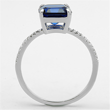 TS177 - 925 Sterling Silver Ring Rhodium Women Synthetic London Blue