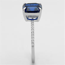 TS177 - 925 Sterling Silver Ring Rhodium Women Synthetic London Blue