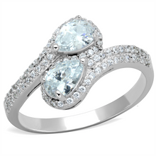 TS186 - 925 Sterling Silver Ring Rhodium Women AAA Grade CZ Clear