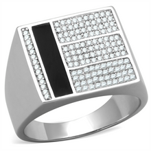 TS222 - 925 Sterling Silver Ring Rhodium Men AAA Grade CZ Clear