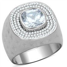 TS231 - 925 Sterling Silver Ring Rhodium Men AAA Grade CZ Clear