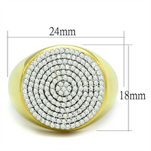 TS238 - 925 Sterling Silver Ring Gold+Rhodium Men AAA Grade CZ Clear