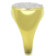TS238 - 925 Sterling Silver Ring Gold+Rhodium Men AAA Grade CZ Clear