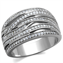 TS274 - 925 Sterling Silver Ring Rhodium Women AAA Grade CZ Clear