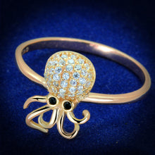 TS282 - Rose Gold 925 Sterling Silver Ring with AAA Grade CZ  in Black Diamond