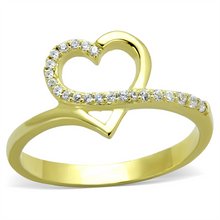 TS308 - 925 Sterling Silver Ring Gold Women AAA Grade CZ Clear