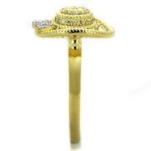 TS320 - 925 Sterling Silver Ring Gold+Rhodium Women AAA Grade CZ Topaz