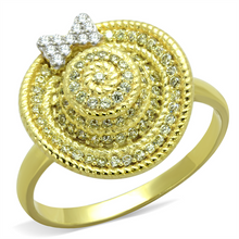 TS320 - 925 Sterling Silver Ring Gold+Rhodium Women AAA Grade CZ Topaz