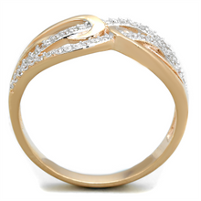 TS361 - 925 Sterling Silver Ring Rose Gold + Rhodium Women AAA Grade CZ Clear