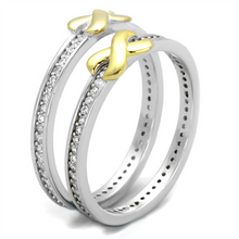 TS374 - 925 Sterling Silver Ring Reverse Two-Tone Women AAA Grade CZ Clear