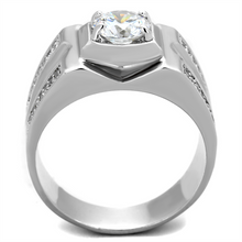 TS385 - 925 Sterling Silver Ring Rhodium Men AAA Grade CZ Clear