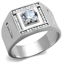 TS386 - 925 Sterling Silver Ring Rhodium Men AAA Grade CZ Clear