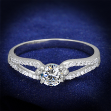 TS431 - Rhodium 925 Sterling Silver Ring with AAA Grade CZ  in Clear