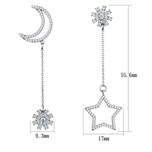 TS437 - 925 Sterling Silver Earrings Rhodium Women AAA Grade CZ Clear
