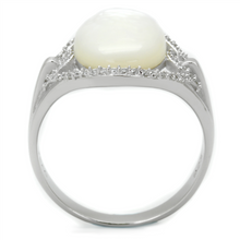 TS456 - 925 Sterling Silver Ring Rhodium Women Precious Stone White