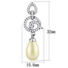 TS480 - Rhodium 925 Sterling Silver Earrings with Synthetic Pearl in Citrine Yellow